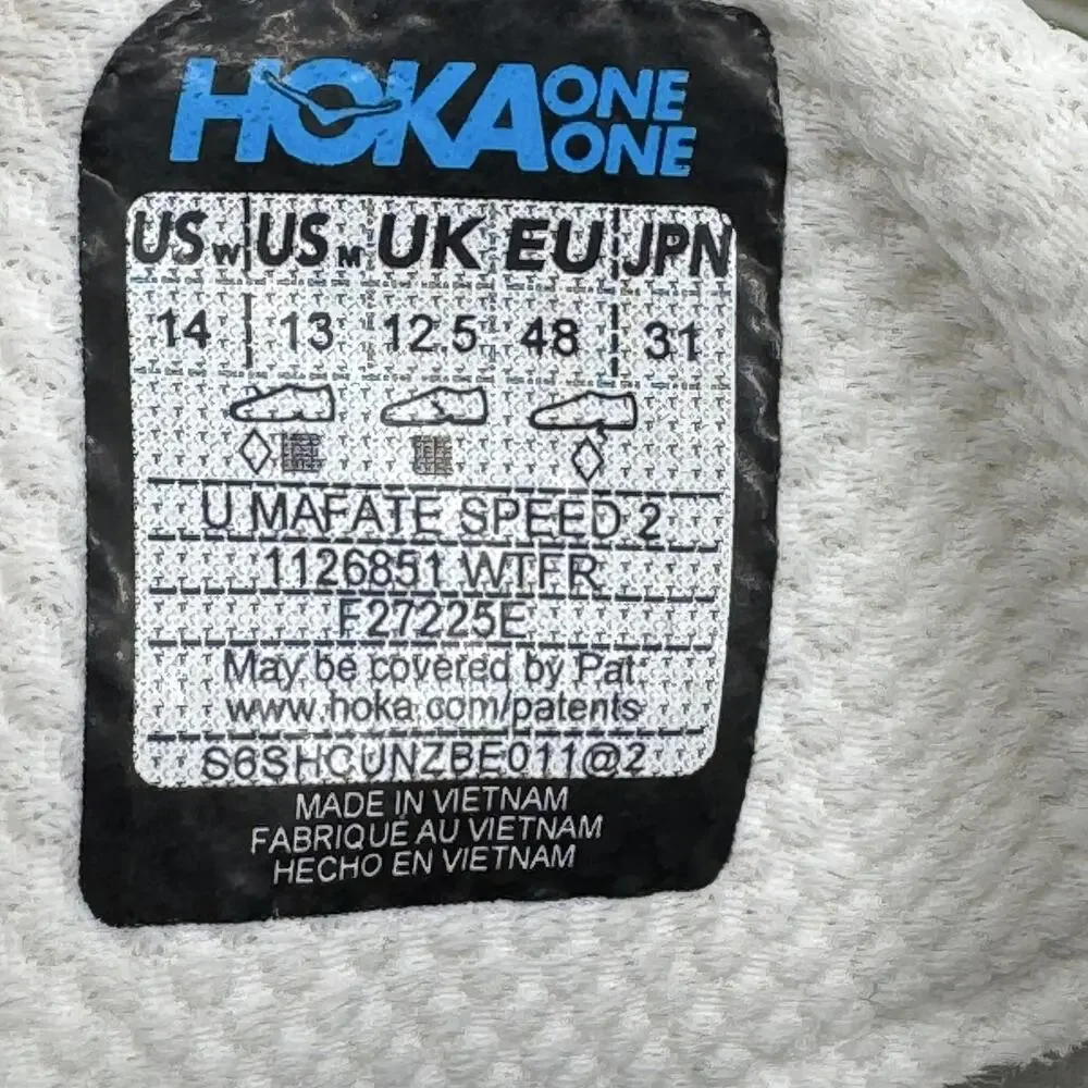 Hoka One One Mafate Speed 2 Shoes Mens Size 13 White Trail Sneakers 1126851WTFR